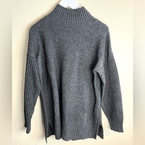 L.L. Bean The Essential Sweater Charcoal Women's Turtleneck Knit Wool Blend